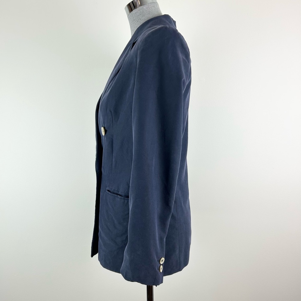 MNG Suit Washed‎ Navy Double-Breasted Women's Blazer Size 2 - Picture 3 of 7